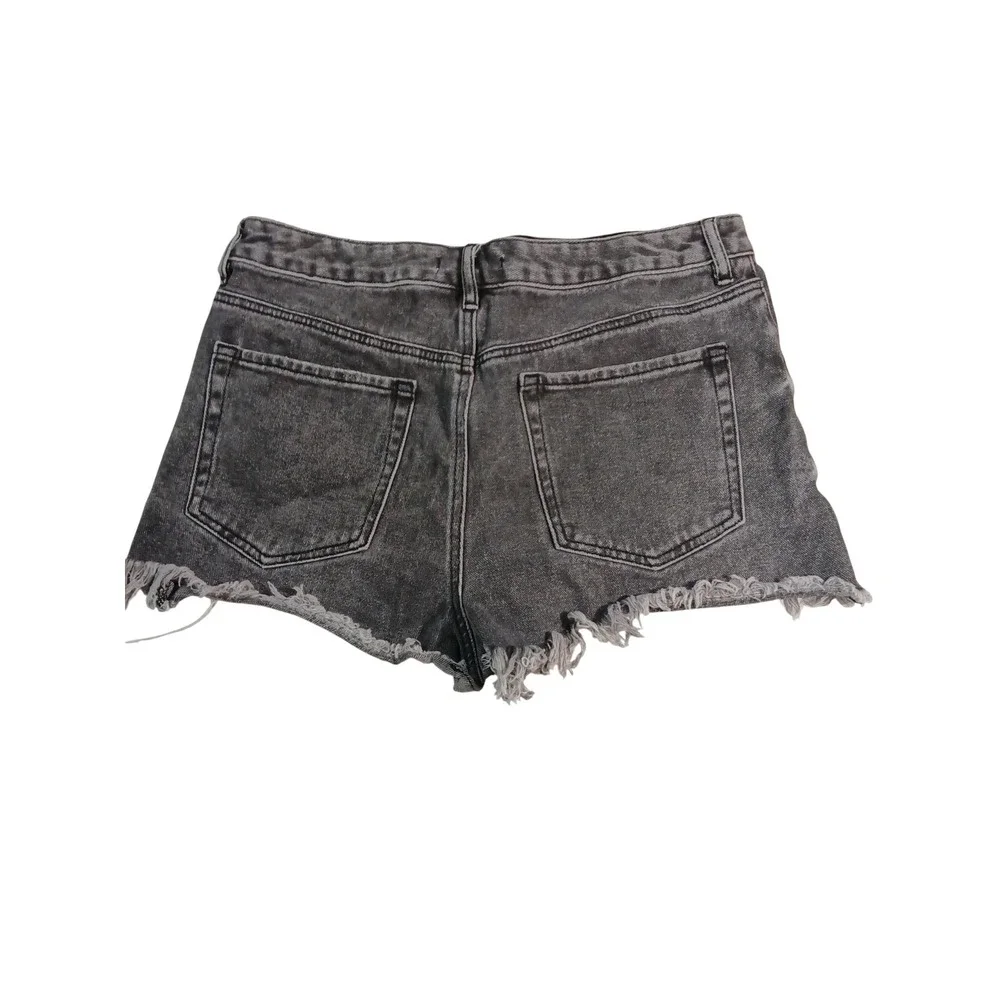 PacSun Womens Washed Black High Waisted Raw Hem Denim Cut Off Shorts Size 30